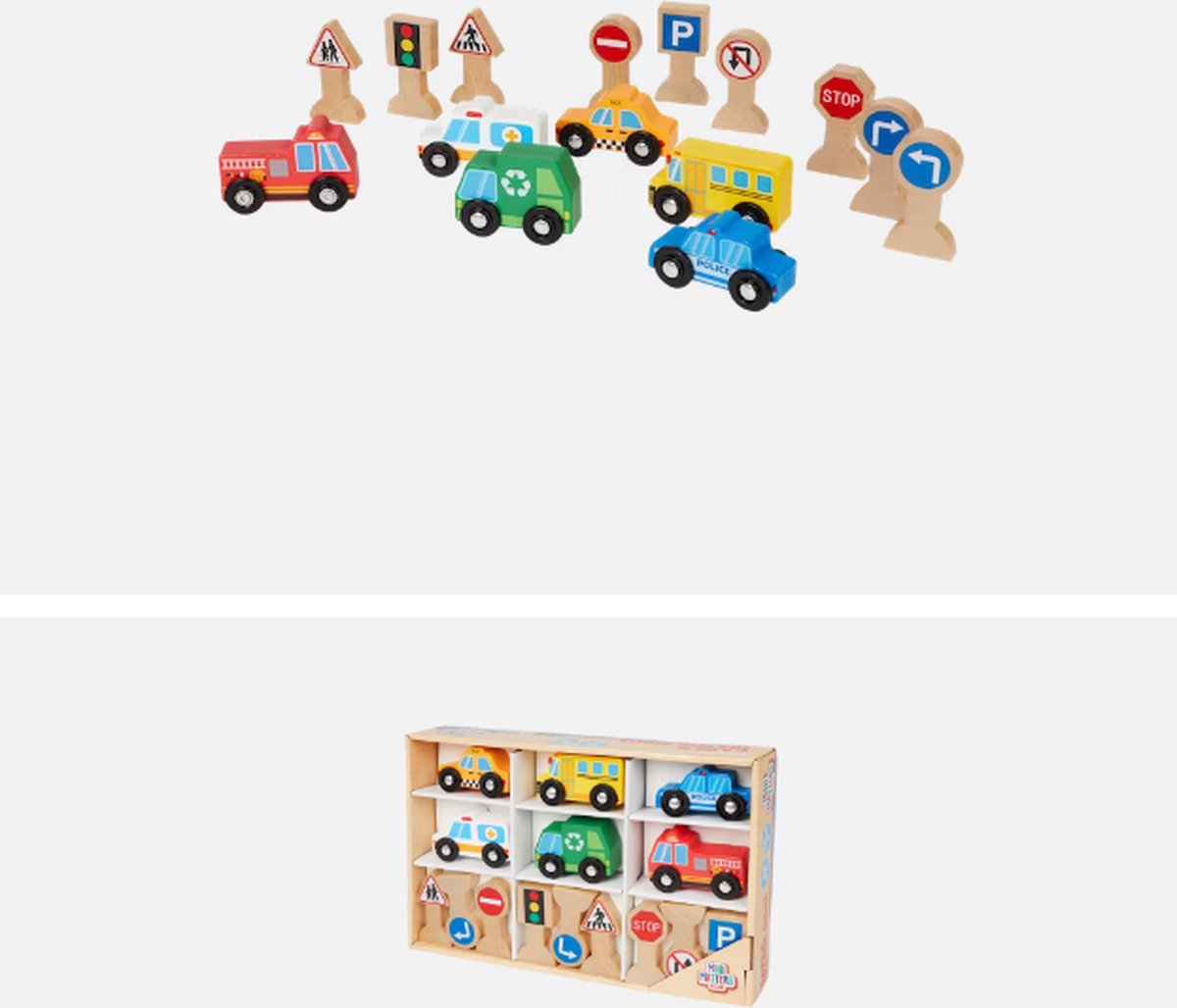 Mini Matters houten verkeersset 15-delig | Kwaliteit | Sint | Sinterklaas cadeau | Kado